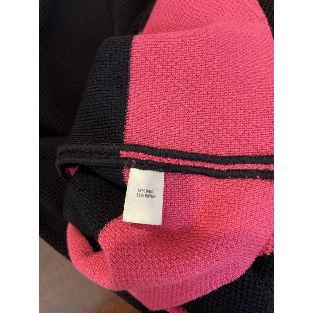 St. John PF13 Black/Pink Color Sz 10 Block Knit Cap Sleeve Sheath Dress - Picture 10 of 14